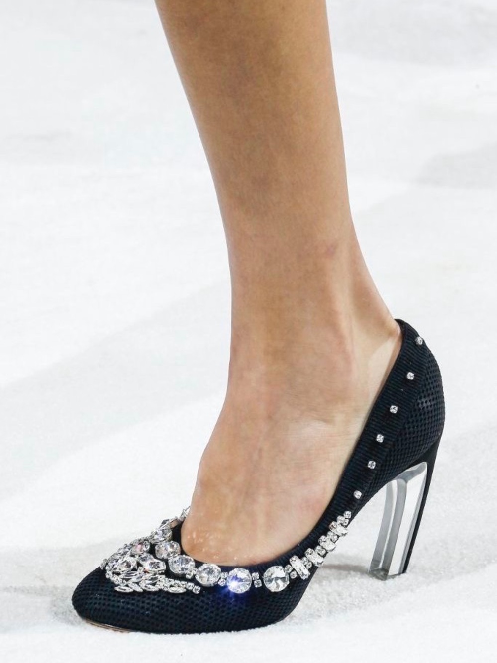 Valentino mesh and crystal embellished lucite high heel pumps size 36.5